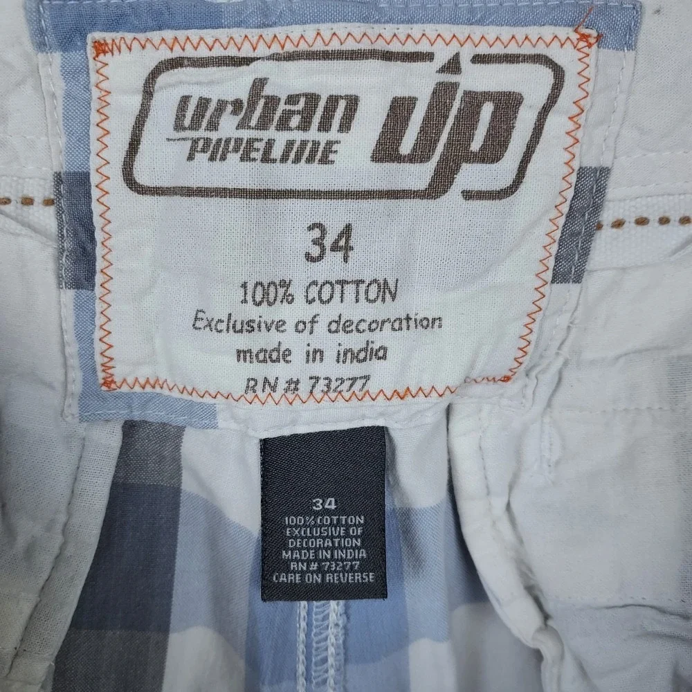 Urban Pipeline Shorts Mens 34 Classic Fit Blue Plaid CottonClassic casual...